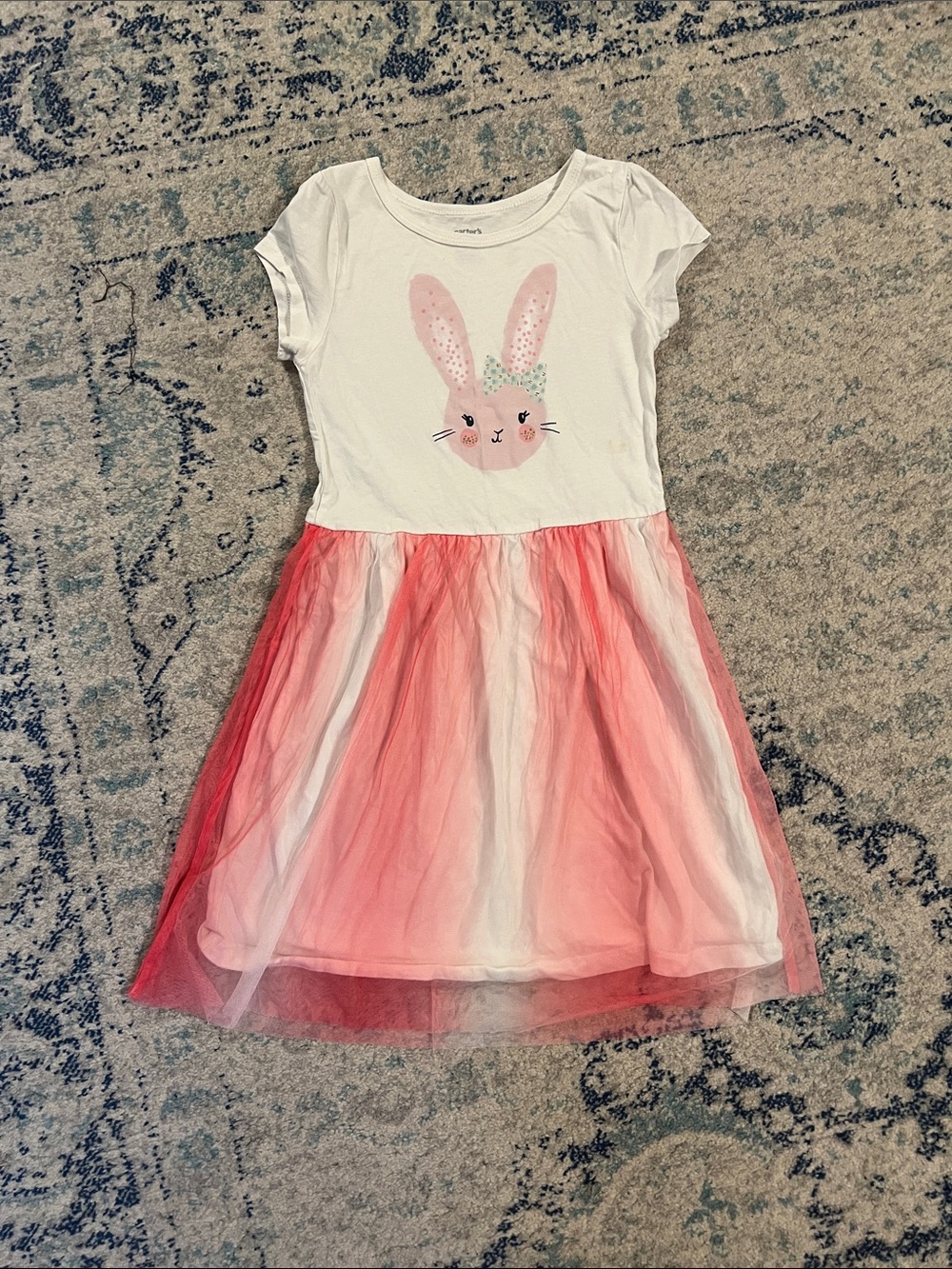 Carter's White Top with Pink Ombre Bunny Tulle Dress